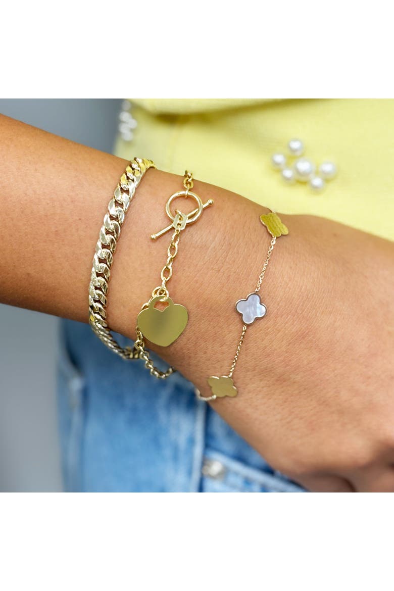 Small Mother of Pearl and Gold Clover Bracelet, Alternate, color, Mother of Pearl and Gold