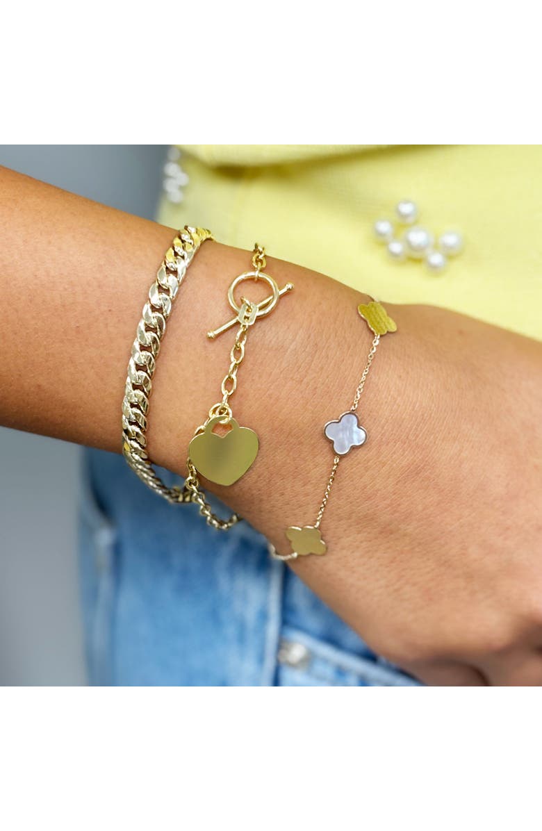 The Lovery Fine Jewelry Small Mother of Pearl and Gold Clover Bracelet, Alternate, color, Mother Of Pearl And Gold