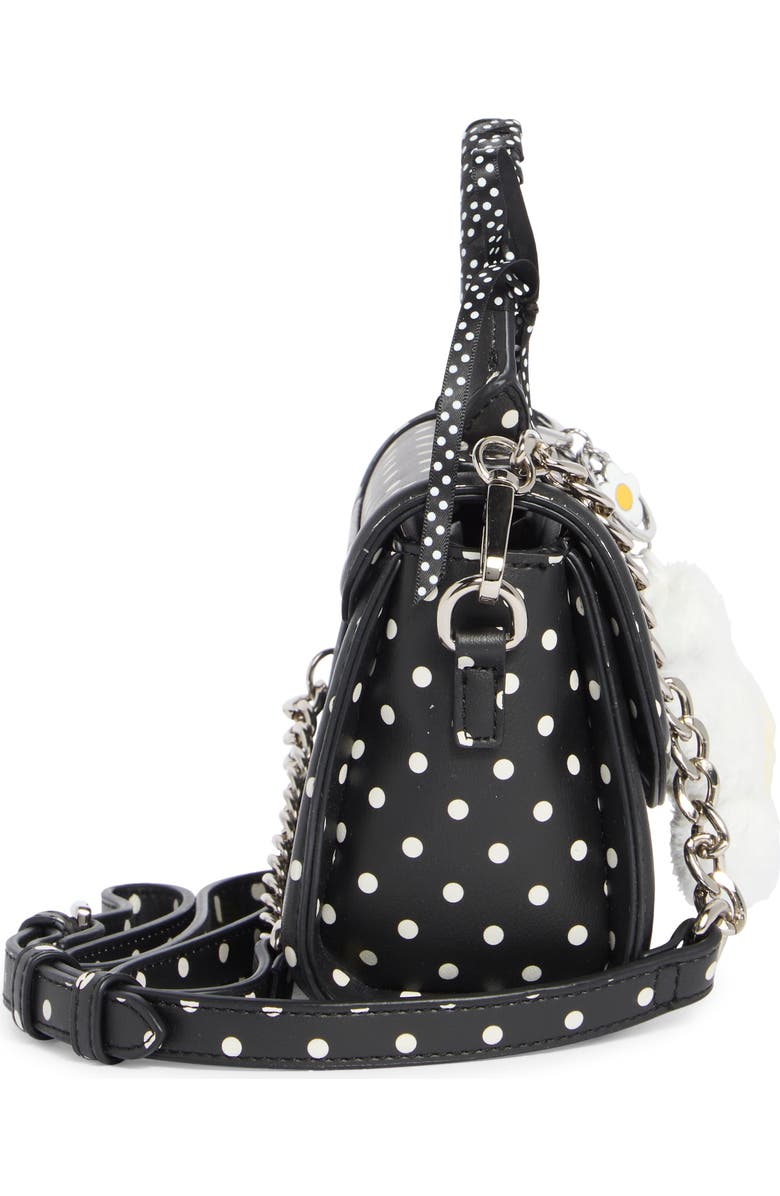 Madden Girl Daisy Charm Top Handle Crossbody Bag, Alternate, color, Black Polka Dots