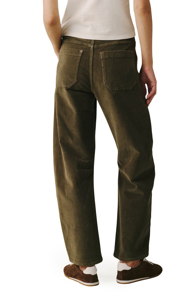BNA High Waist Barrel Leg Corduroy Jeans, Alternate, color, OLIVE GROVE