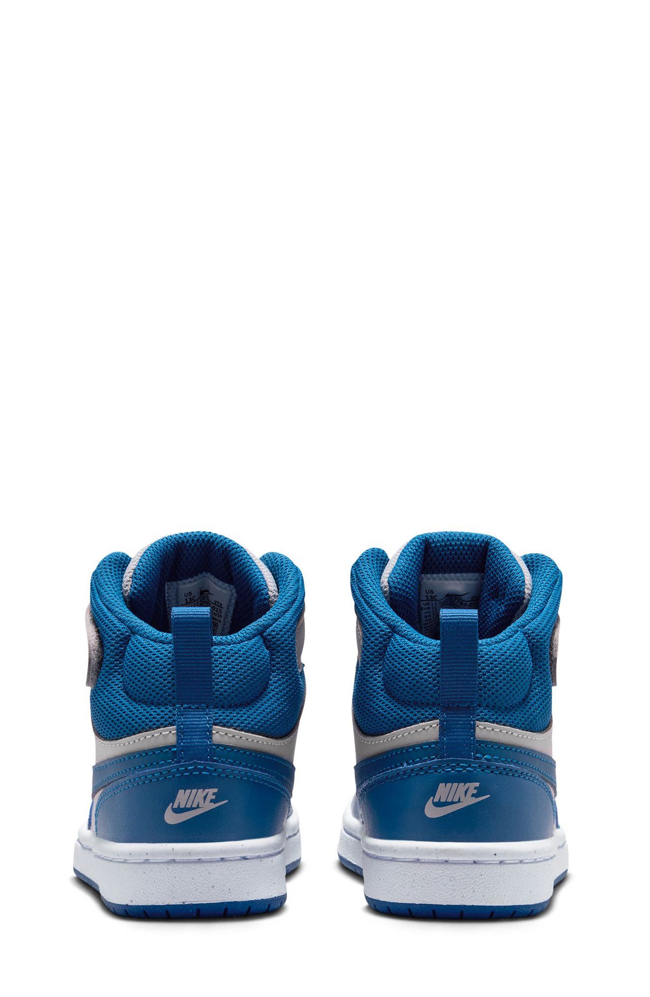 Nike Kids' Court Borough Mid 2 Basketball Shoe, Alternate, color, Light Grey/ Blue/ Dark Teal