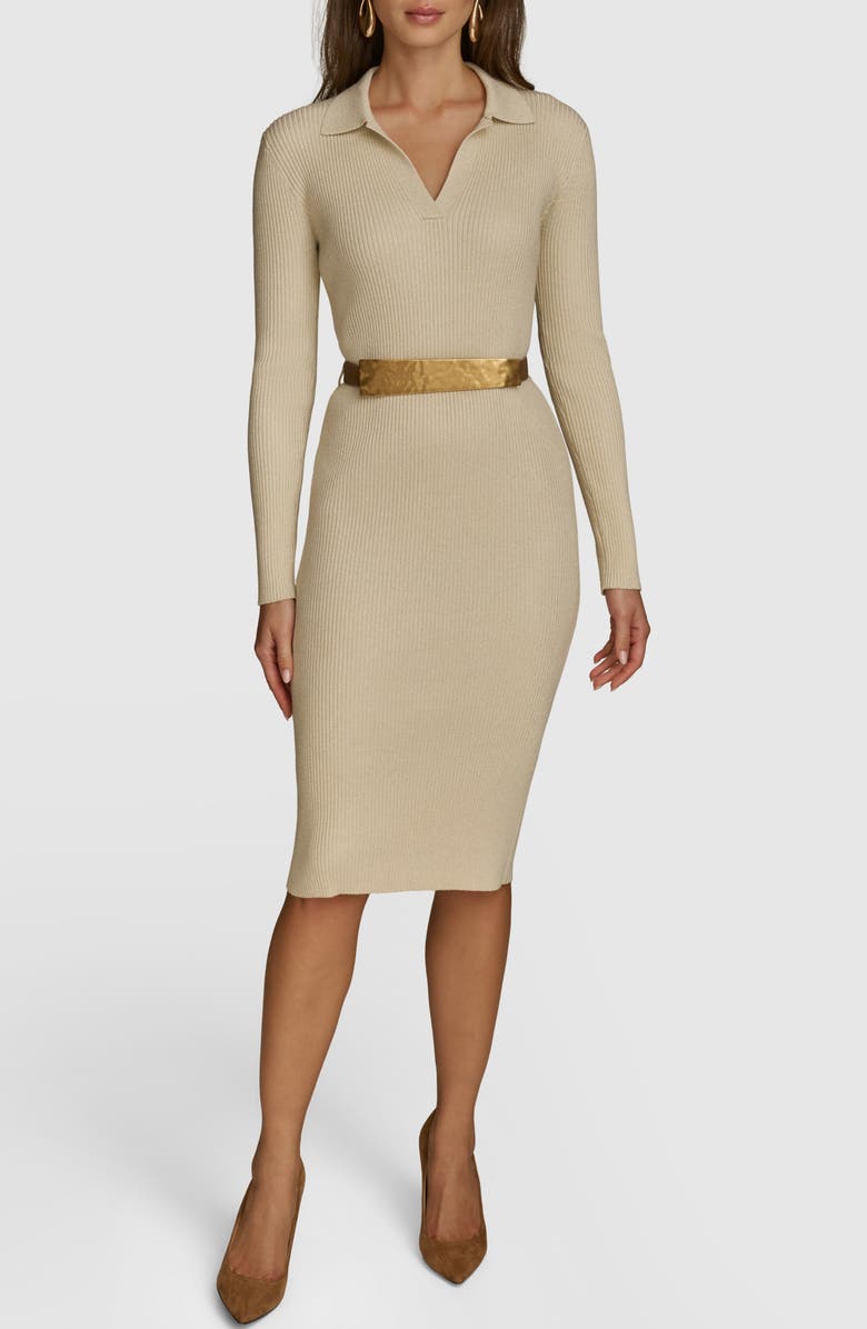 Donna Karan New York Long Sleeve Midi Sweater Dress, Main, color,