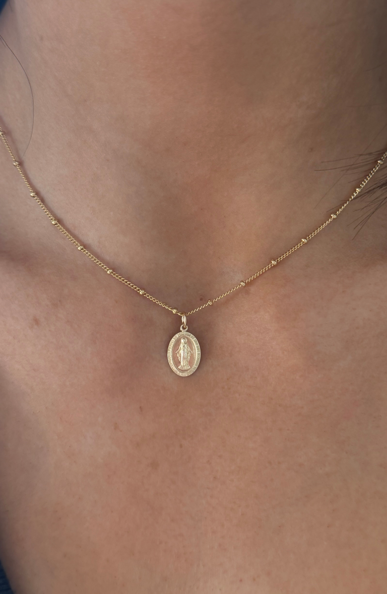 CUFFED BY NANO Blessed Mary 14k Gold Filled Necklace, Alternate, color, 