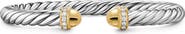 David Yurman Cable Flex Bracelet in Sterling Silver with 14K Gold Domes & Diamonds, 6mm