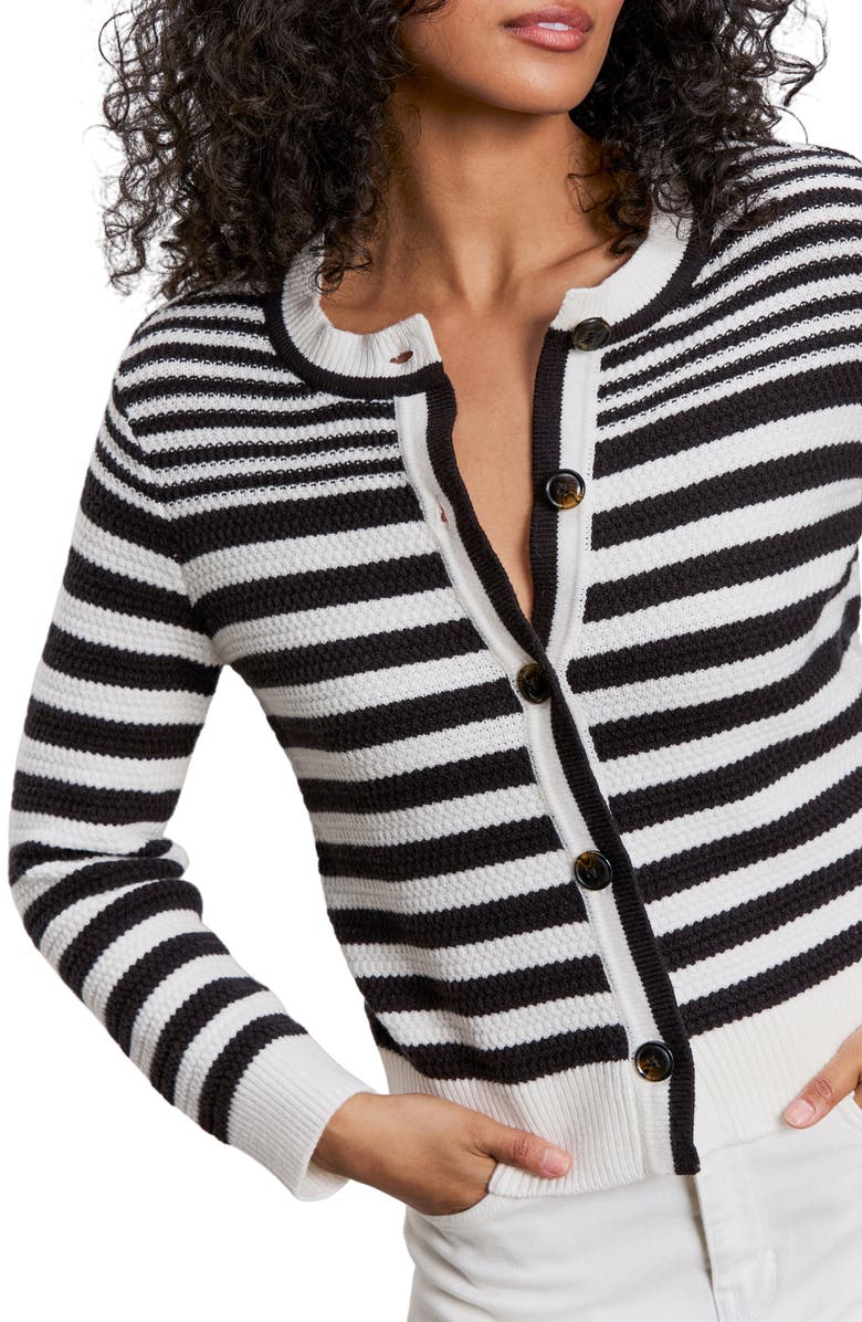 Sanctuary City Summer Stripe Cotton Cardigan, Alternate, color, Black/ White