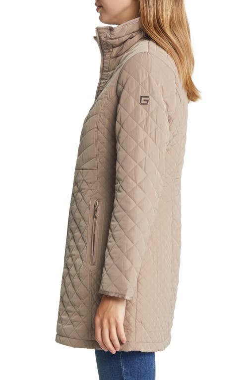 Gallery Quilted Jacket With Removable Hood In Brown
