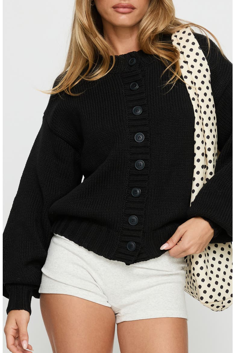 Edern Cotton Blend Cardigan, Main, color, BLACK