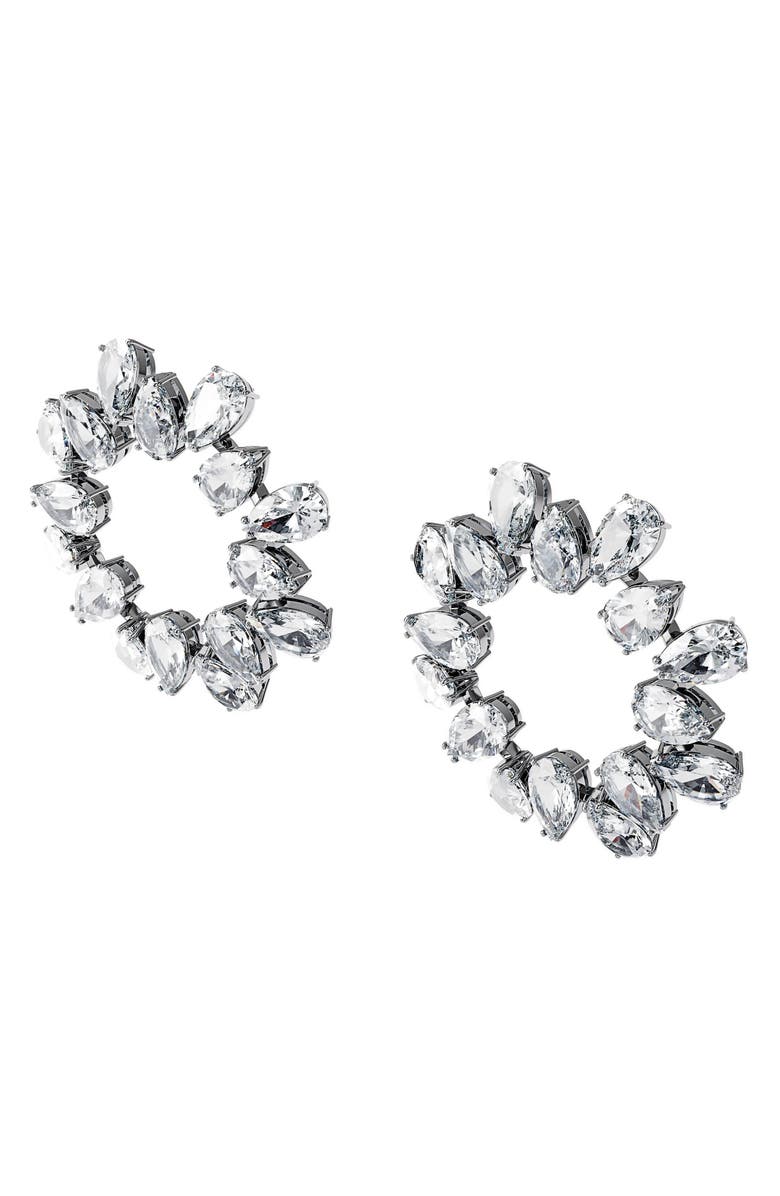 Swarovski Matrix Cubic Zirconia Frontal Hoop Earrings, Alternate, color, Silver / Clear Crystal