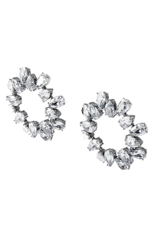 Swarovski Matrix Cubic Zirconia Frontal Hoop Earrings In Metallic