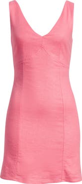 Open Edit Tie Back Linen Blend Minidress