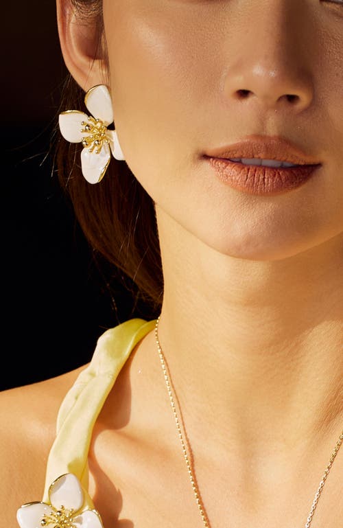 Rc Retro Chic Large Iris Blossom Stud Earrings In Multi