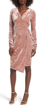 Leith Ruched Velour Wrap Dress