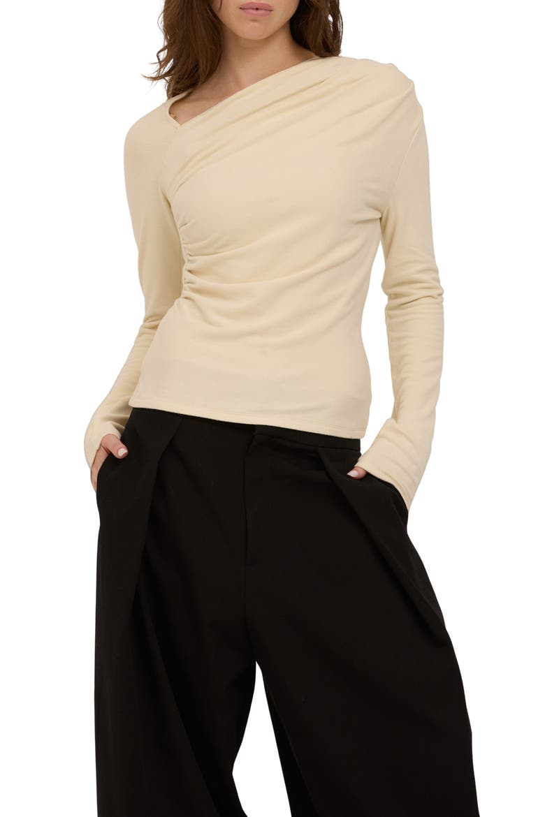 Harlow Asymmetric Neck Long Sleeve Top, Main, color, CREAM