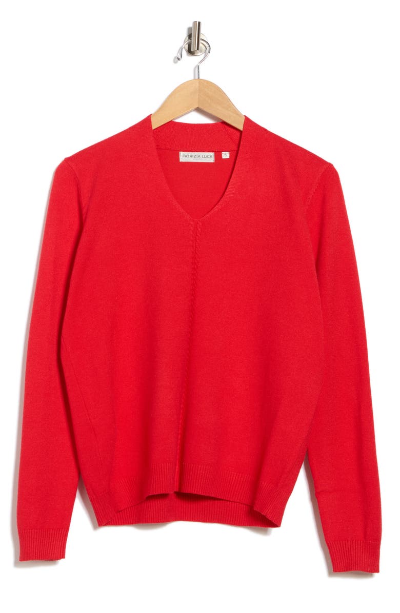 PATRIZIA LUCA V-Neck Sweater, Alternate, color, Red