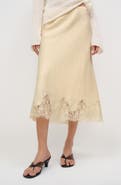 Reformation Carolina Lace Trim Linen Midi Skirt