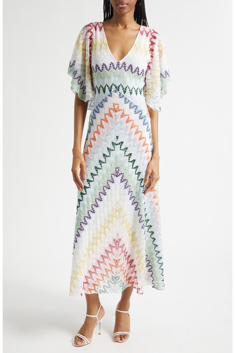 Midi Dress, Main, color, MULTICOLOR ON WHITE BASE
