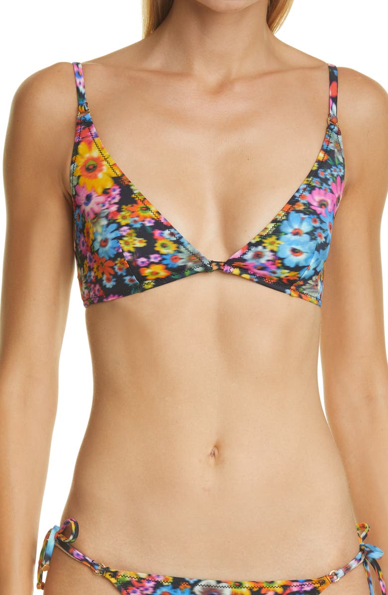Stella McCartney Floral Print Triangle Bikini Top, Main, color,