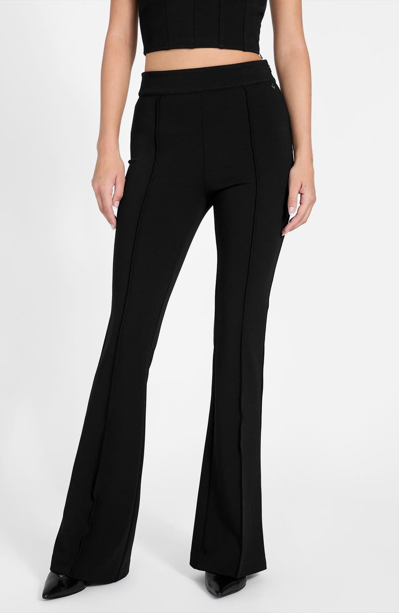 GUESS Evelina Flare Leg Stretch Pants, Main, color, Black