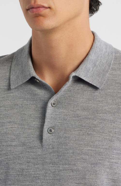 Vince Long Sleeve Merino Wool Polo In Gray