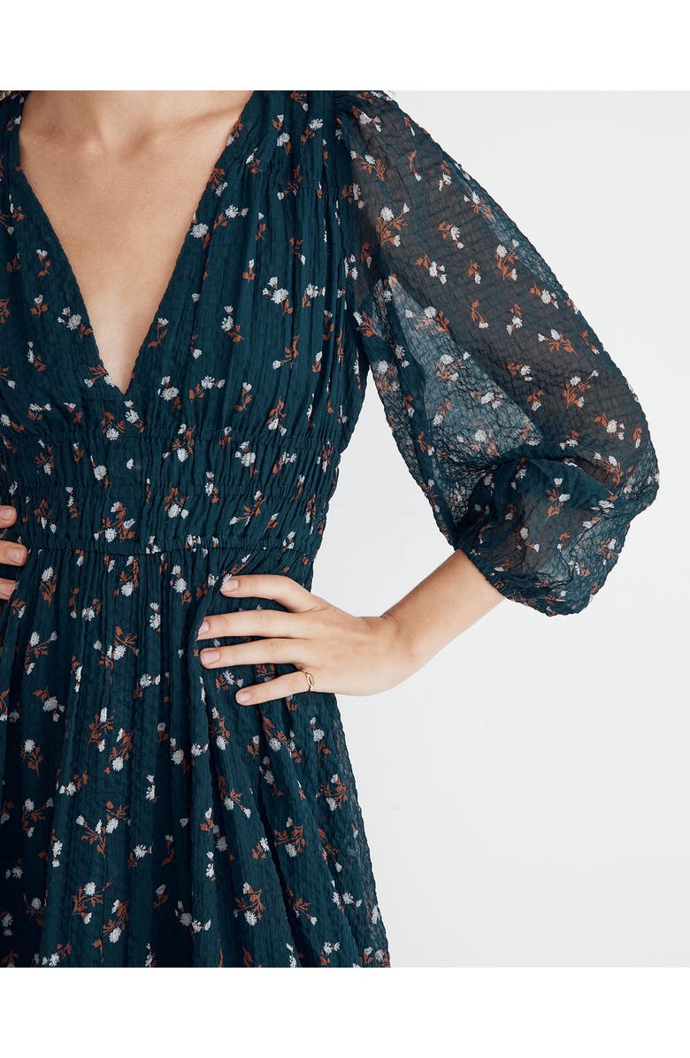 Madewell Sophia Woodland Floral Seersucker Midi Dress, Alternate, color, 