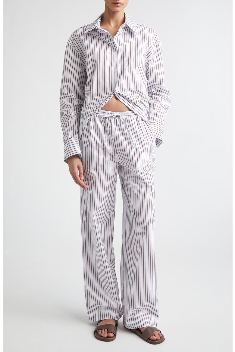 Cisco Stripe Cotton Poplin Drawstring Pants, Alternate, color, DARK RED/ LIGHT BLUE
