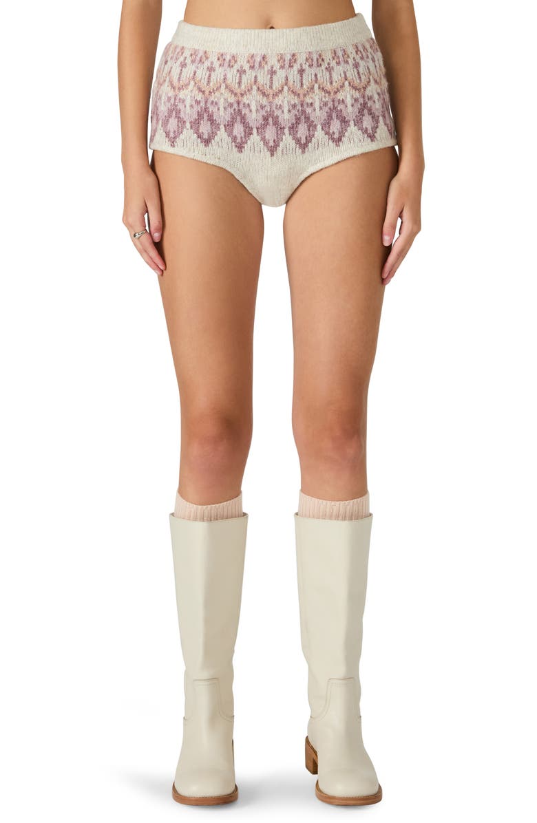 Steve Madden Suzette Fair Isle Knit Microshorts, Main, color, Lilac Multi