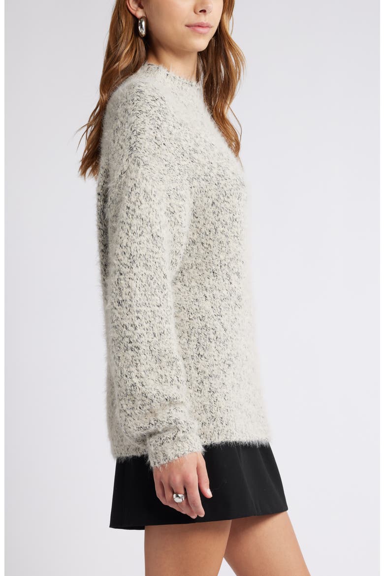 Marled Mock Neck Sweater, Alternate, color, IVORY DOVE- BLACK COMBO