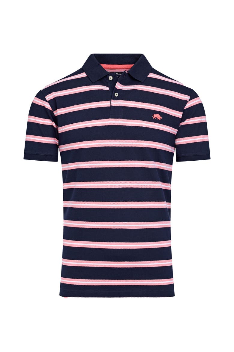 Trio Stripe Polo, Alternate, color, Navy