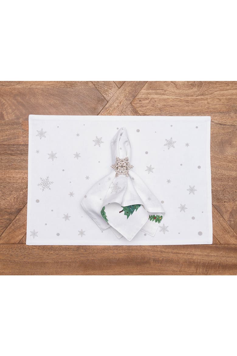 Christmas Forest Botanical Set of 6 Placemats 14" x 20", Alternate, color, Green