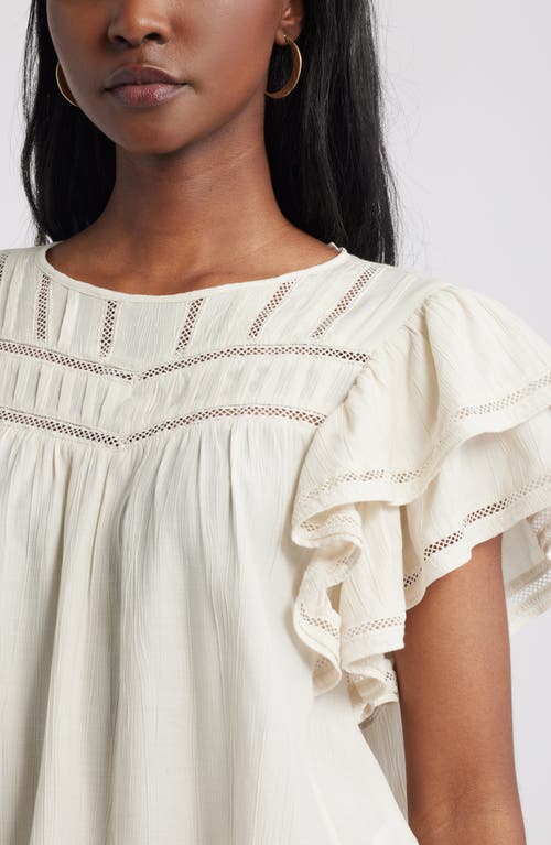 Treasure & Bond Double Ruffle Sleeve Top In White