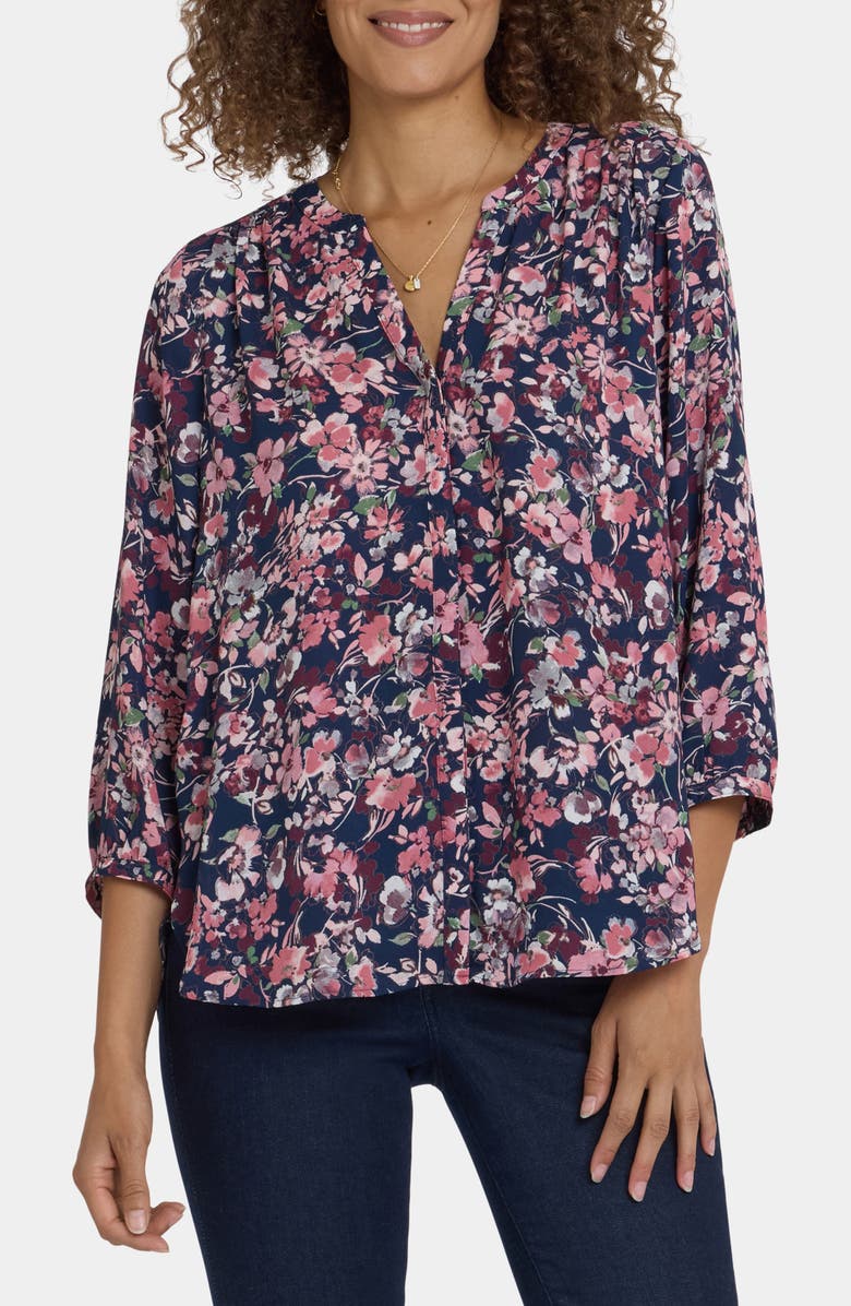 NYDJ Pintuck Top, Main, color, Poignant Poppys
