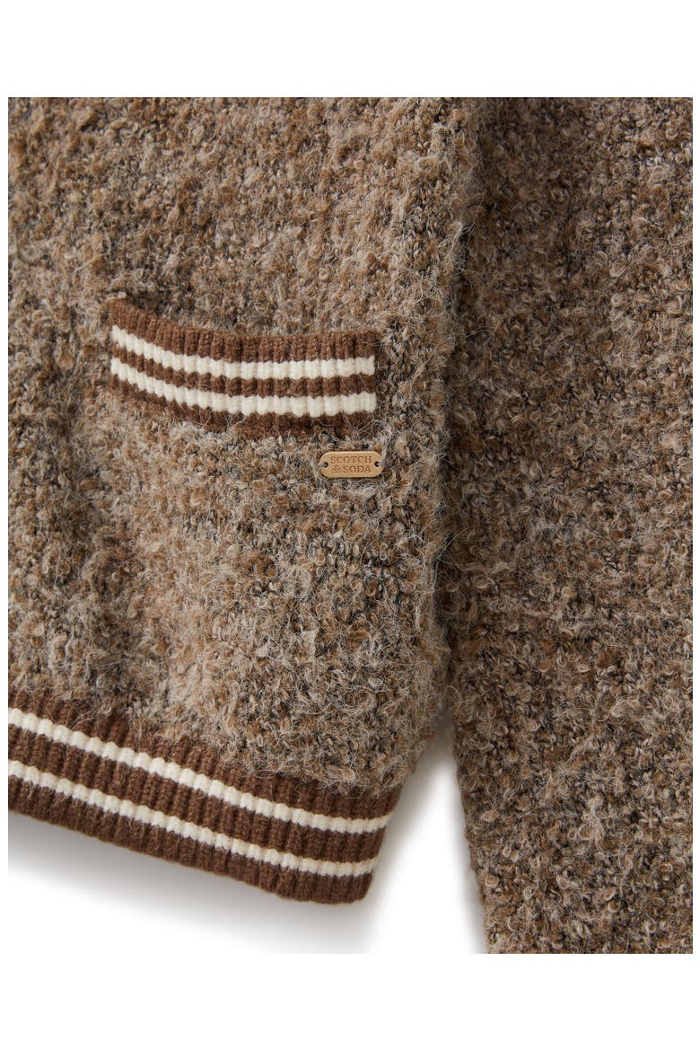 Bouclé Bomber Jacket, Alternate, color, MEDIUM BROWN