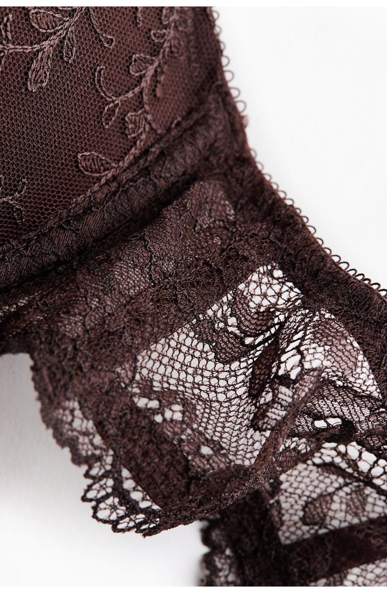 H&M Embroidered push-up bra, Alternate, color, Dark Brown