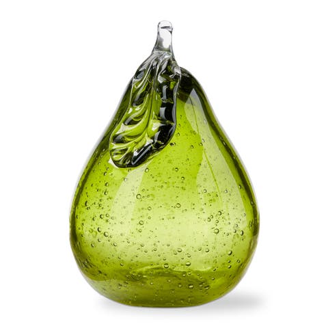 Green Bubble Glass Pear Decorative Object 4.25 x 4.25 x 6.7 in