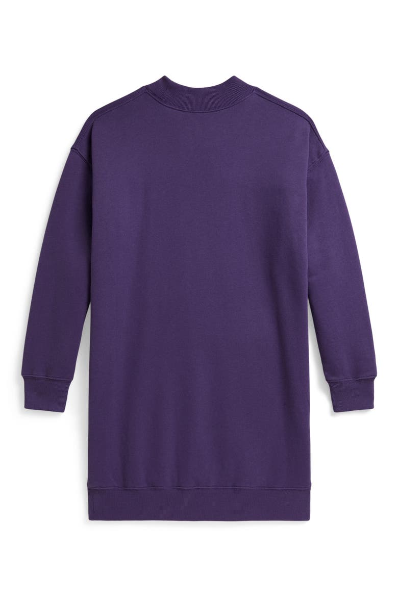 Kids' Polo Bear Fleece Mock Neck Dress, Alternate, color, PURPLE
