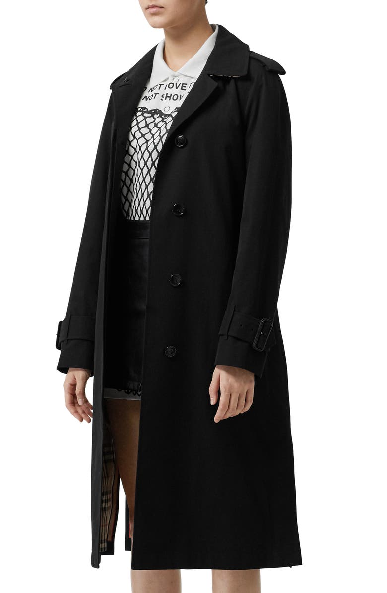 Burberry Crostwick Side Slit Tropical Gabardine Trench Coat, Alternate, color,
