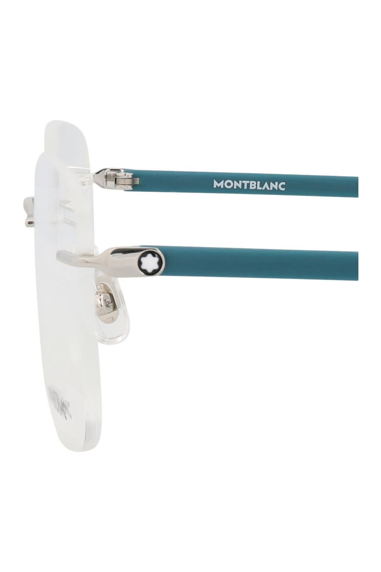 55mm Rimless Square Optical Glasses, Alternate, color, SILVER TEAL TRANSPARENT