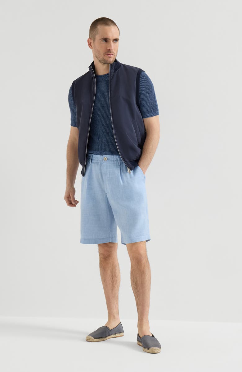 Brunello Cucinelli Chevron Bermuda shorts, Alternate, color, Azure