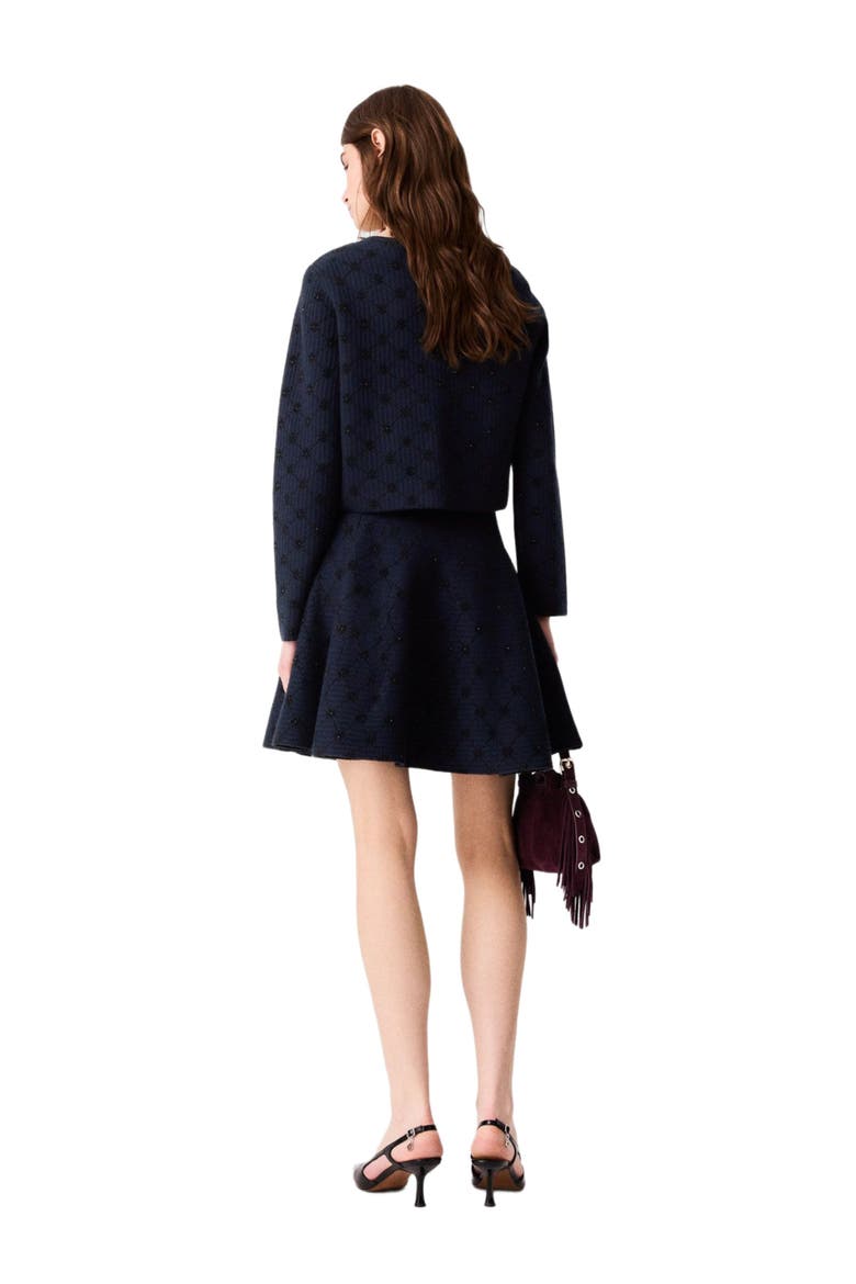 Jacquard cardigan with sequins, Alternate, color, Navy