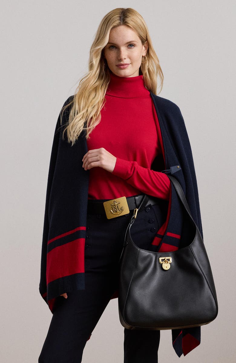 Lauren Ralph Lauren Joy Two-Tone Intarsia Knit Poncho, Alternate, color, 