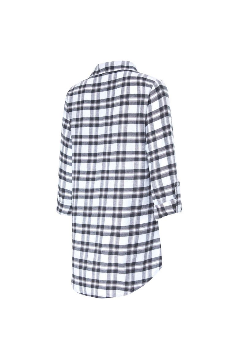 Women's Concepts Sport Charcoal Cleveland Browns Sienna Plaid Full-Button Long Sleeve Nightshirt, Alternate, color, Charcoal