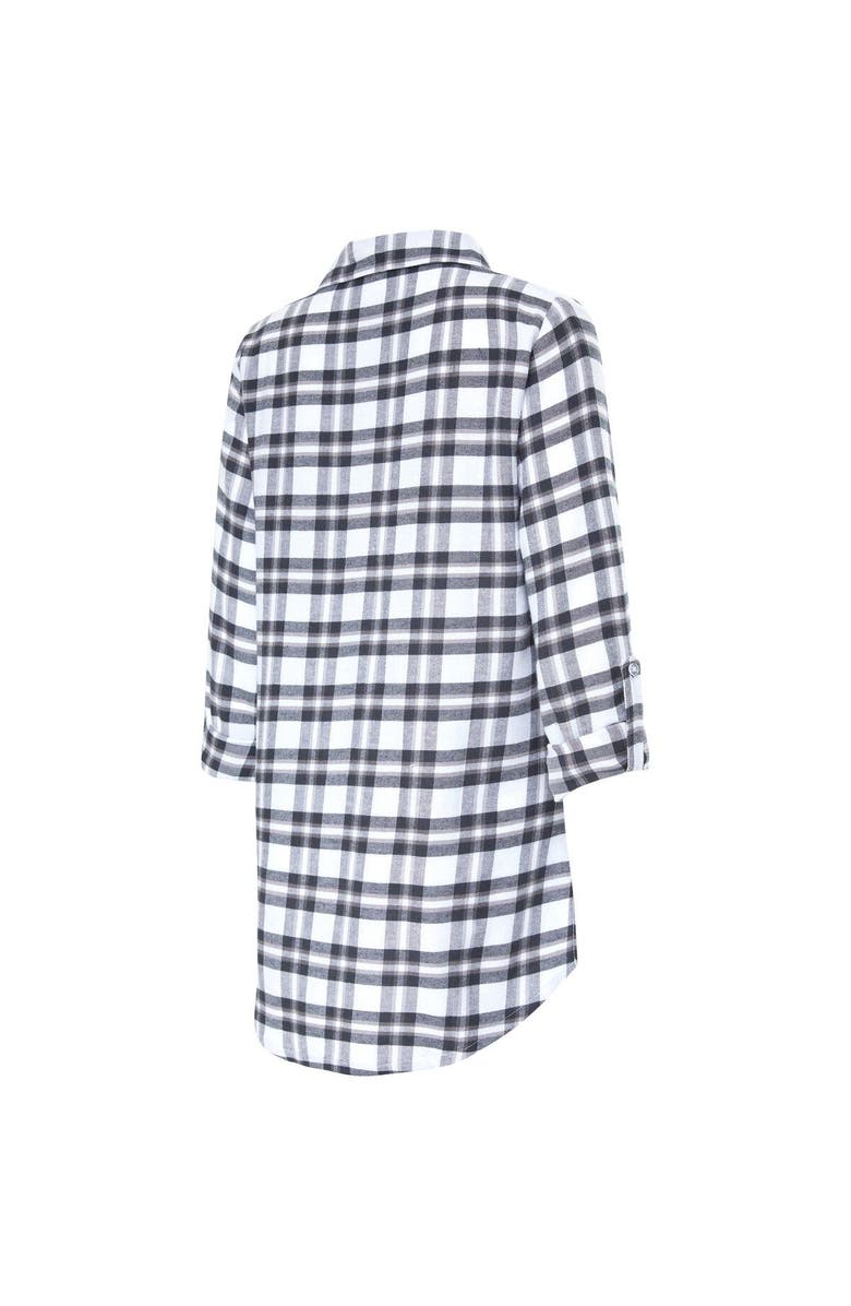 CONCEPTS SPORT Women's Concepts Sport Charcoal Cleveland Browns Sienna Plaid Full-Button Long Sleeve Nightshirt, Alternate, color, Charcoal