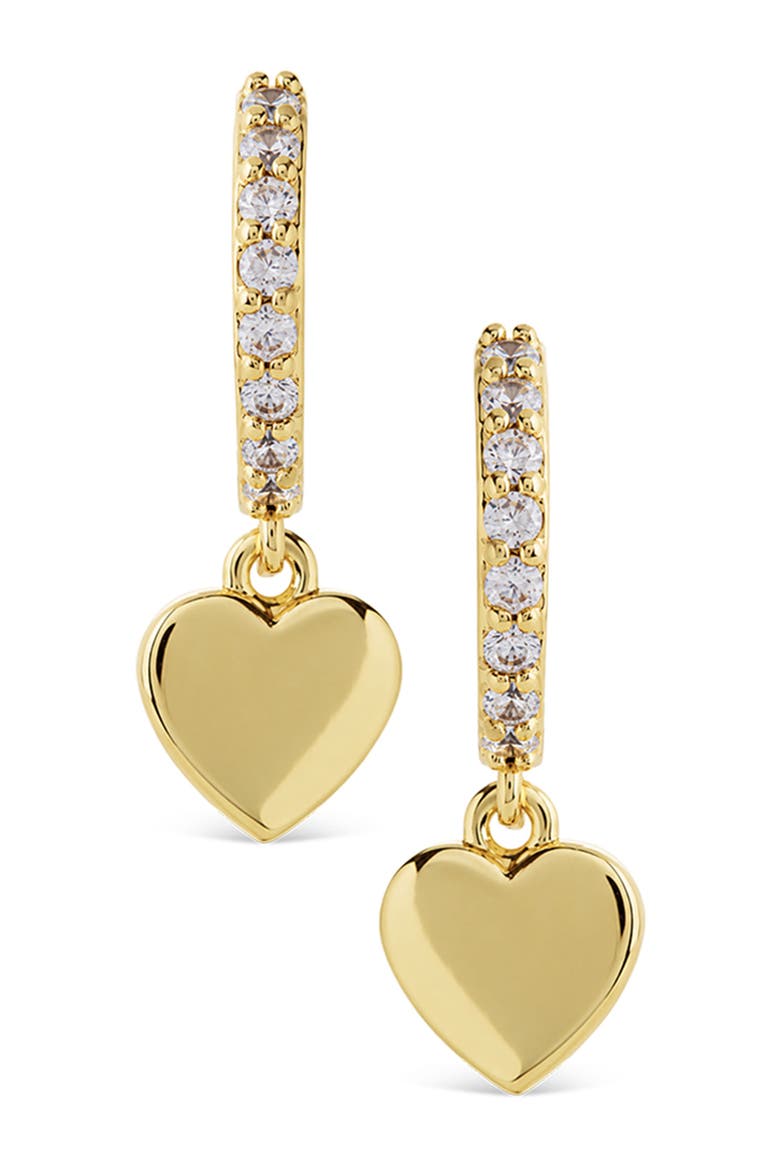 Heart Drop Huggie Hoop Earrings, Alternate, color, GOLD