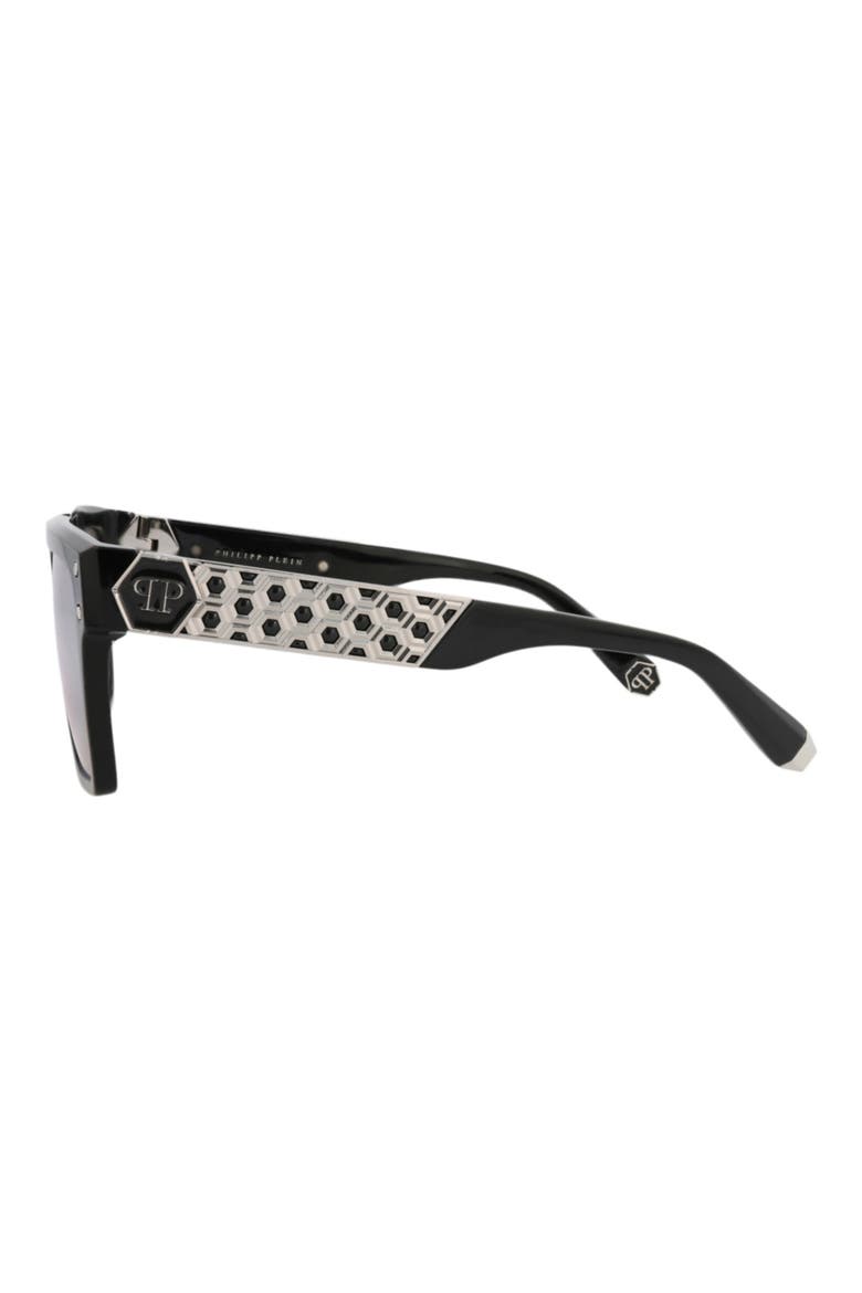 55mm Square Sunglasses, Alternate, color, BLACK BLACK SILVER