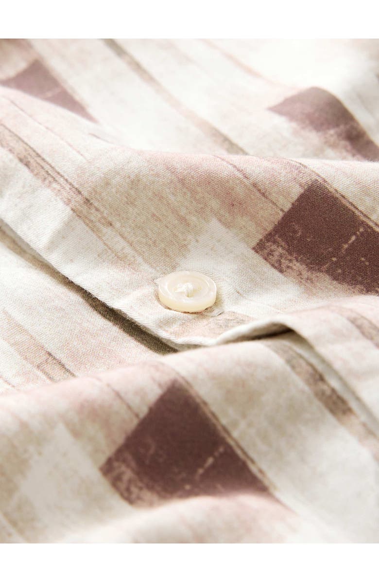 John Varvatos Sean Stripe Cotton Short Sleeve Button-Up Shirt, Alternate, color, Light Khaki