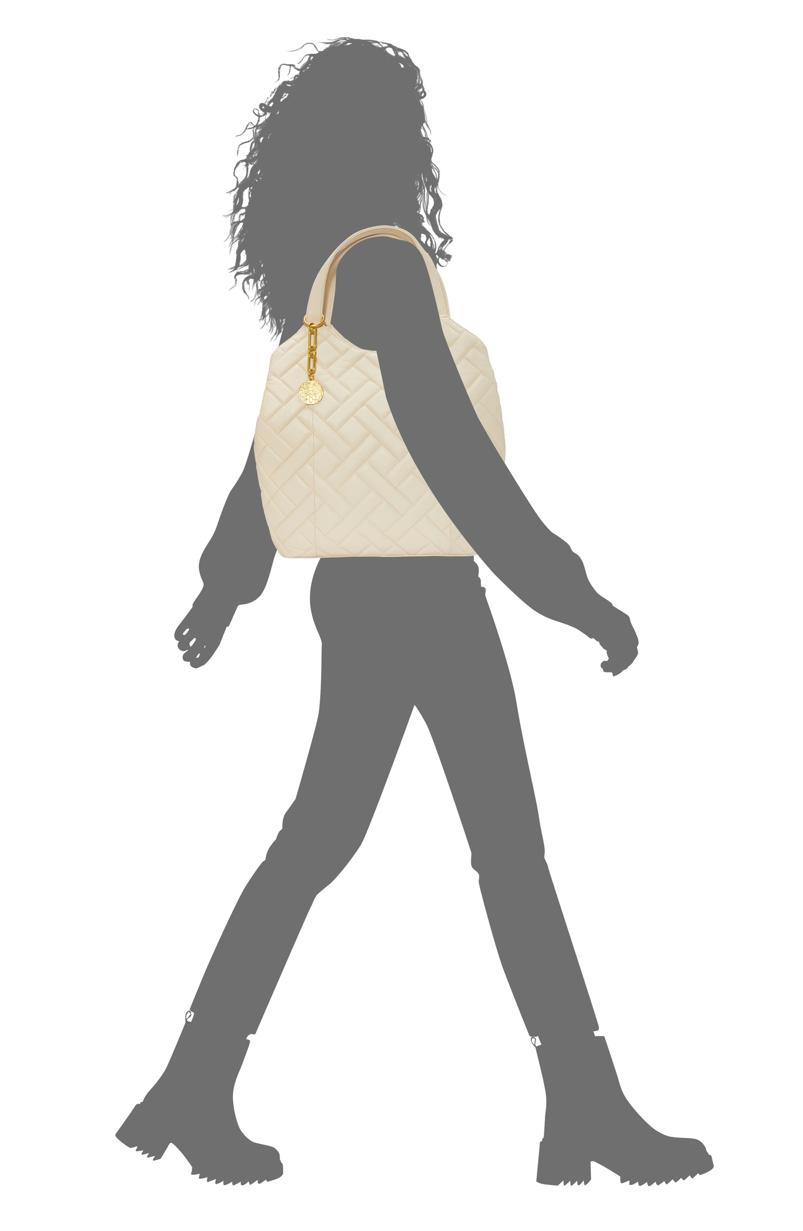 Vince Camuto Kisho Quilted Leather Shoulder Bag, Alternate, color, Warm Vanilla