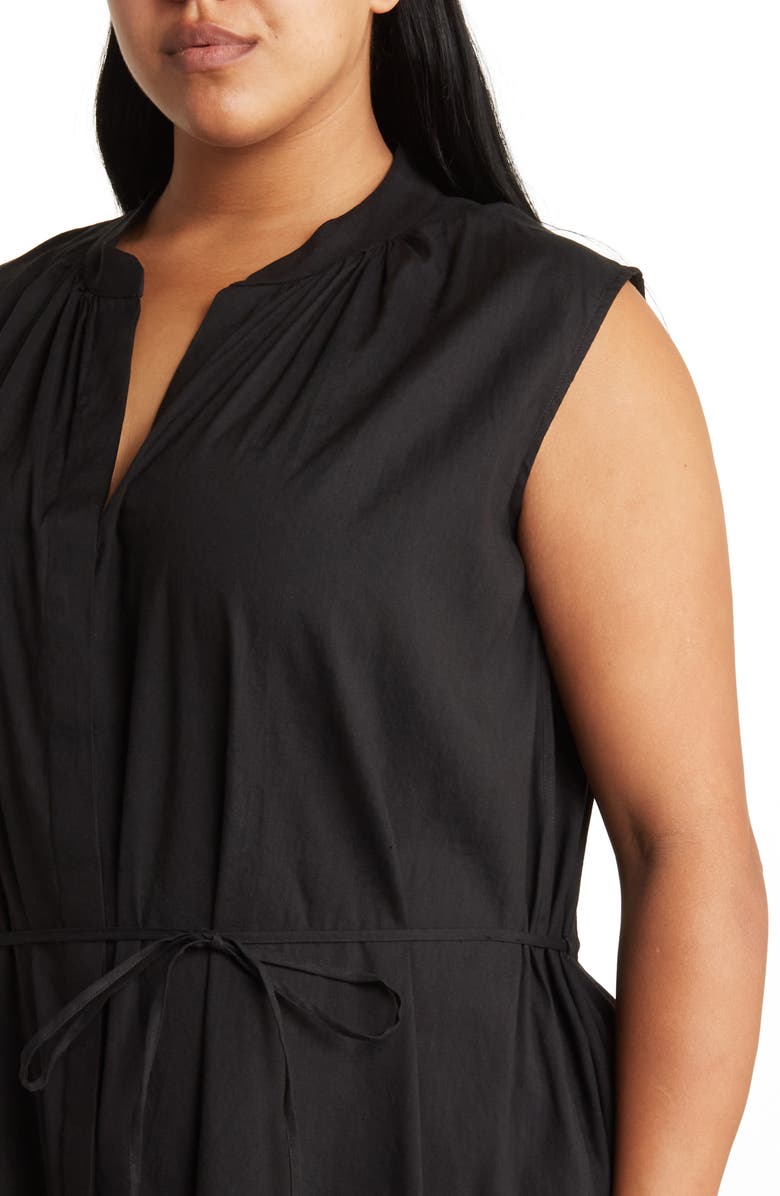 Vince Sleeveless Linen Blend Midi Dress, Alternate, color, Black