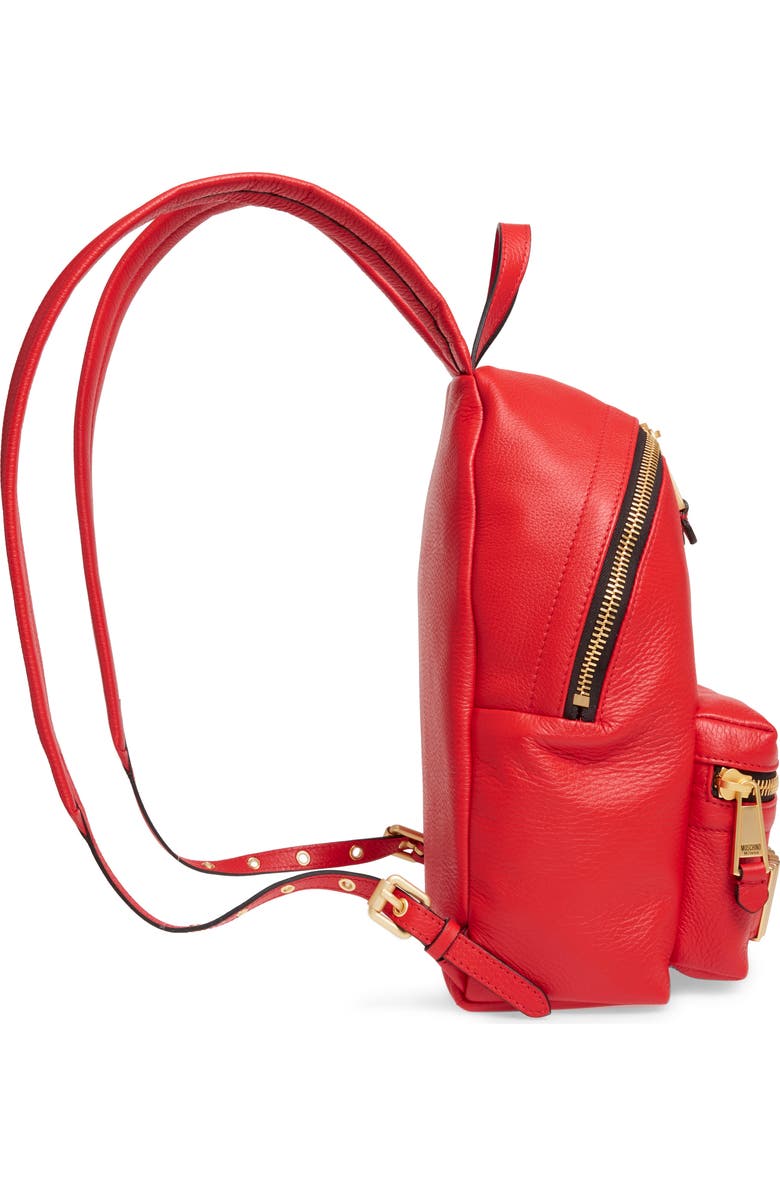 Moschino Logo Leather Backpack, Alternate, color,