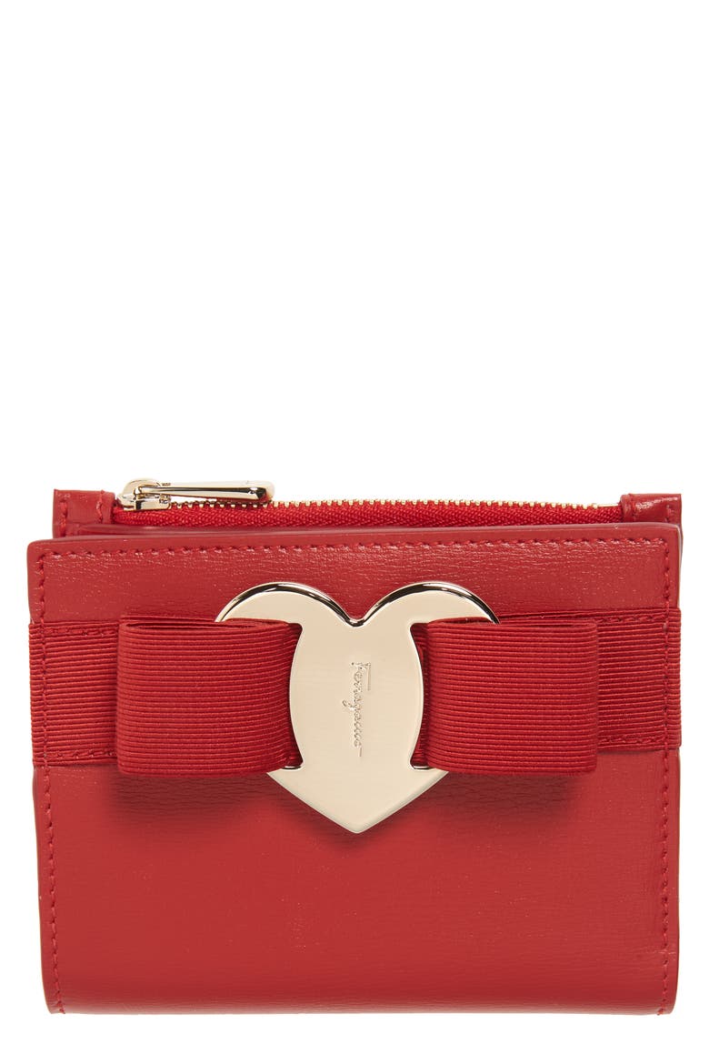 Salvatore Ferragamo Vara Bow Leather Wallet, Main, color, LIPSTICK
