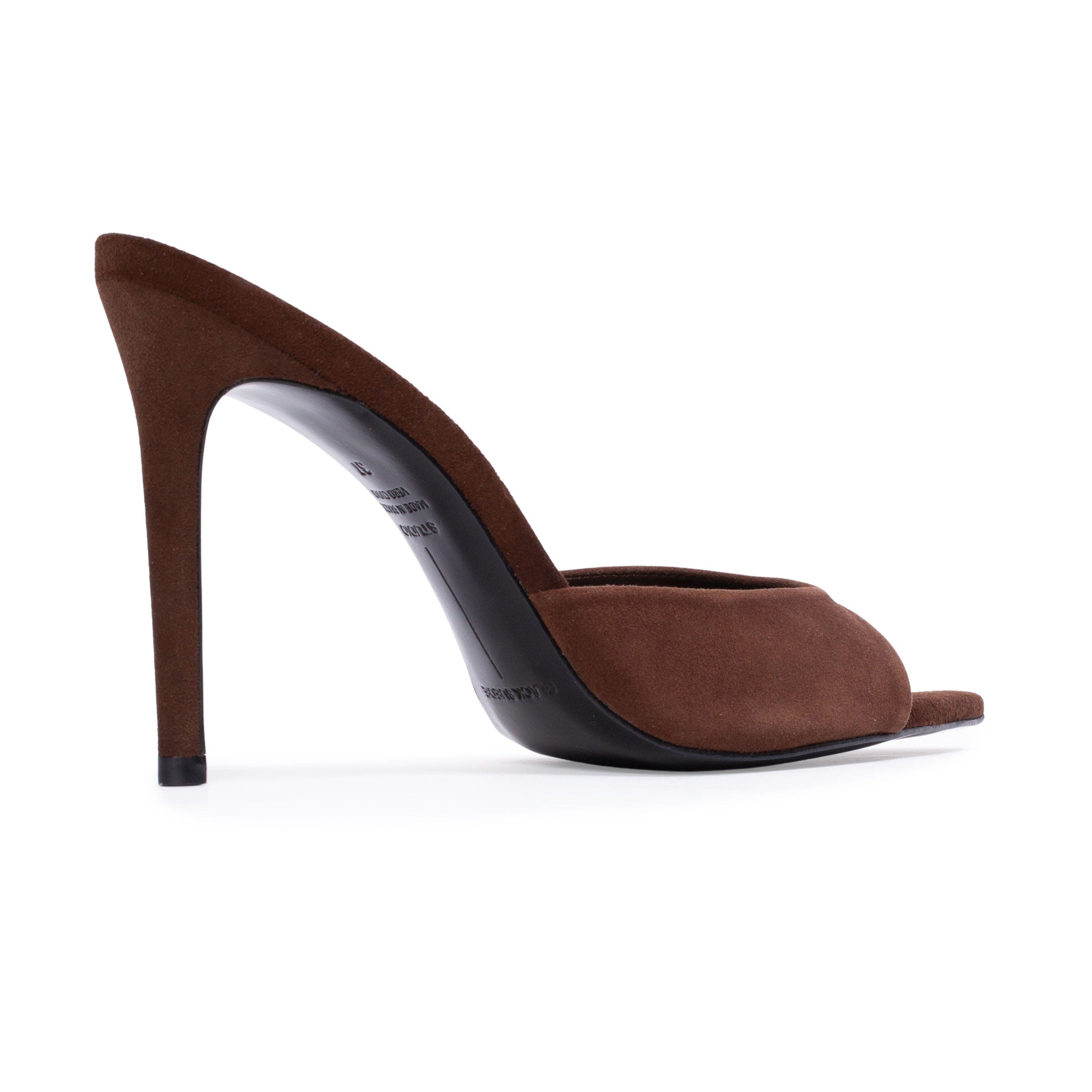 BLACK SUEDE STUDIO Brea Suede Mule, Alternate, color, Brownie Suede